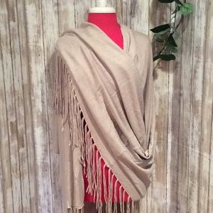 NEW “BY TOGETHER” FRINGED w/SLEEVES, PONCHO/SHAWL